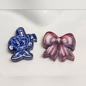 Baseball Focal Beads Acrylic Double Sided Sports Bow Beaded Pen Keychain Badge